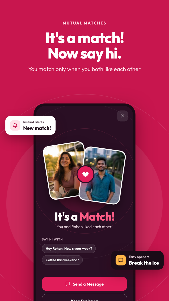 Meetoxx app — Match: You match only when you both like each other