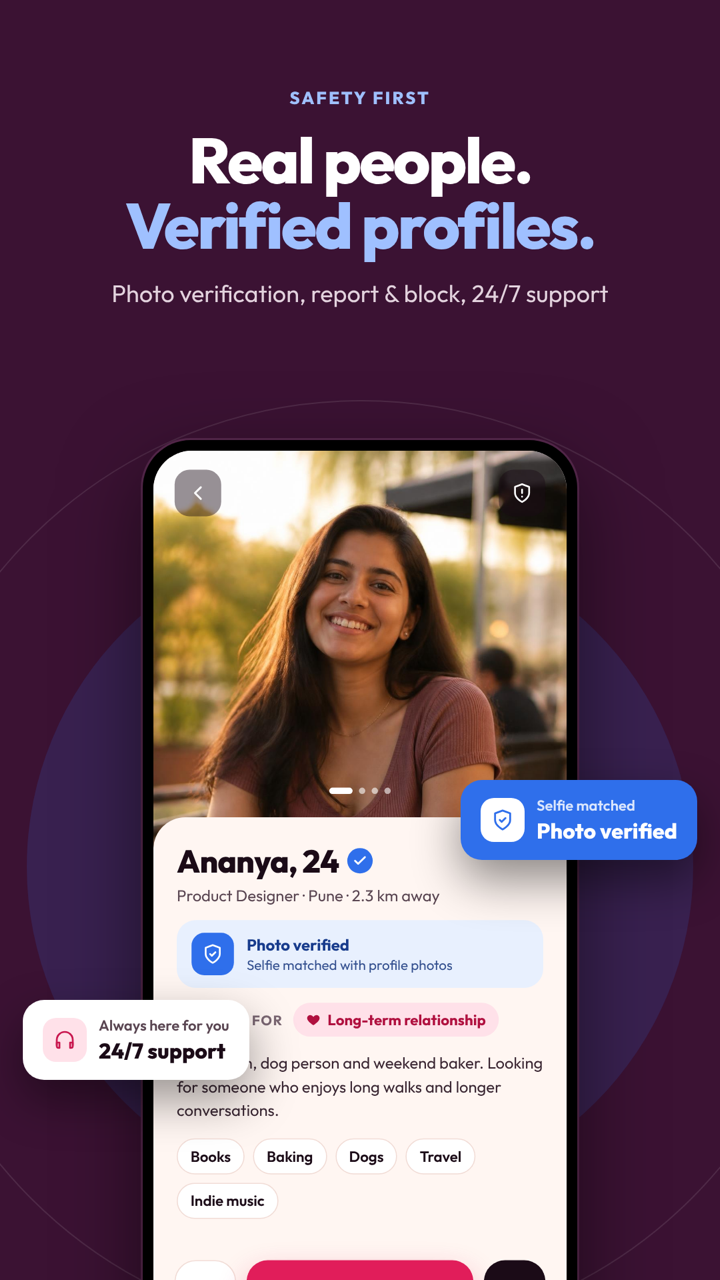 Meetoxx app — Verified: Photo verification, report and block, 24/7 support